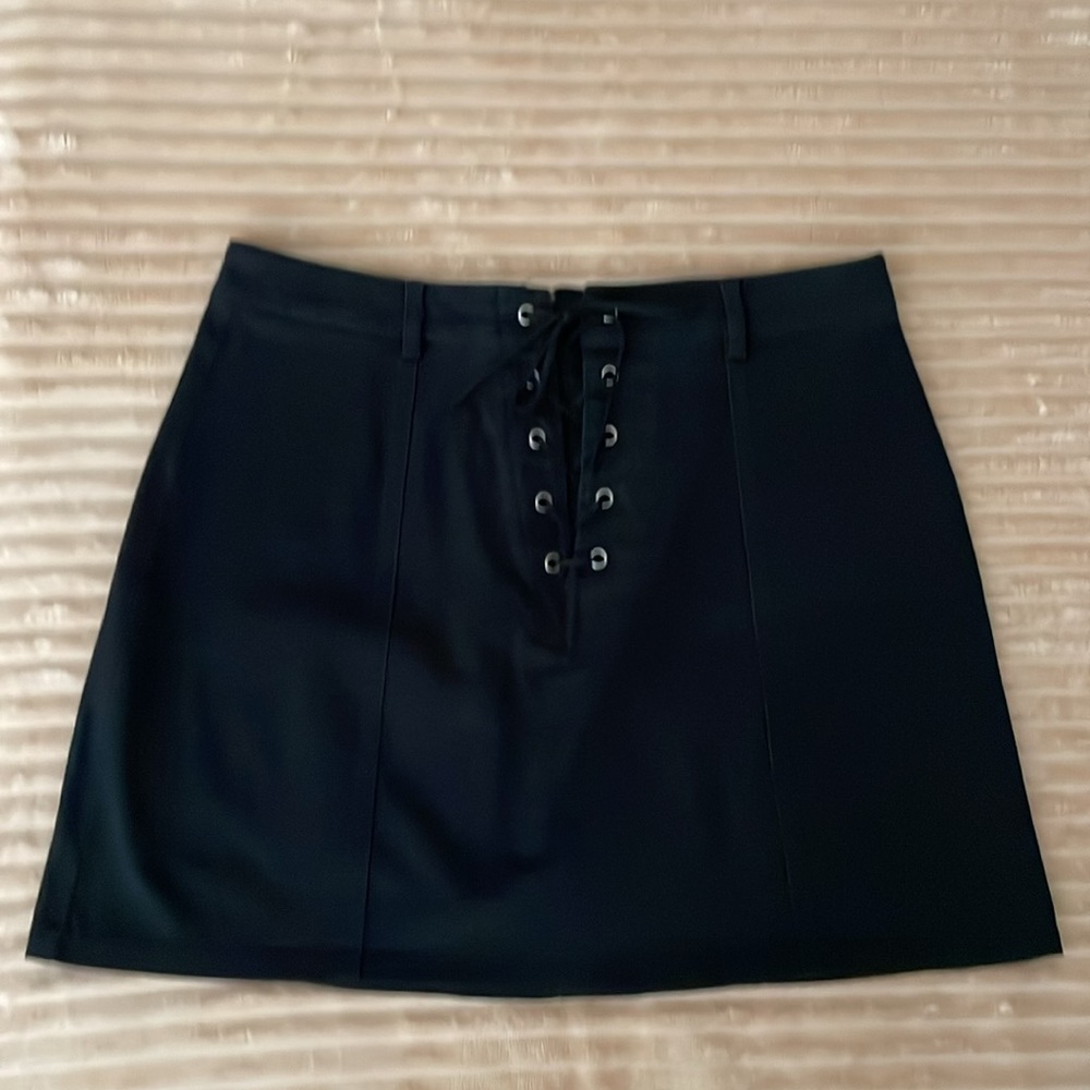 Black Bow Front Tie Mini Skirt